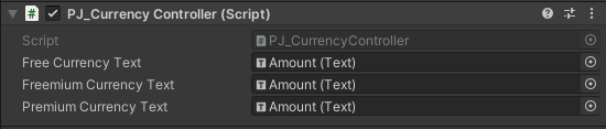 Currency Controller in inspector